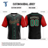 Colorblock Red Custom Full Button Mexico Baseball Jersey